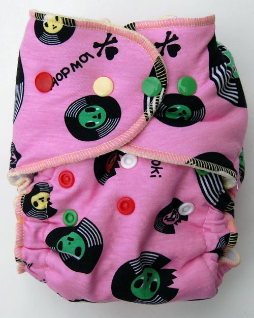 One Size Hybrid Fitted Cloth Diaper- Pretty Girl Rock Serged