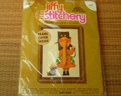 vintage embroidery kit - talkin'  - girl with telephone