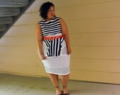 JIBRI Plus Size Striped Peplum Dress