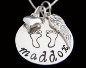 Personalized In Memory / Remembrance For Lost Child Sterling Silver Necklace-  Custom Hand Stamped