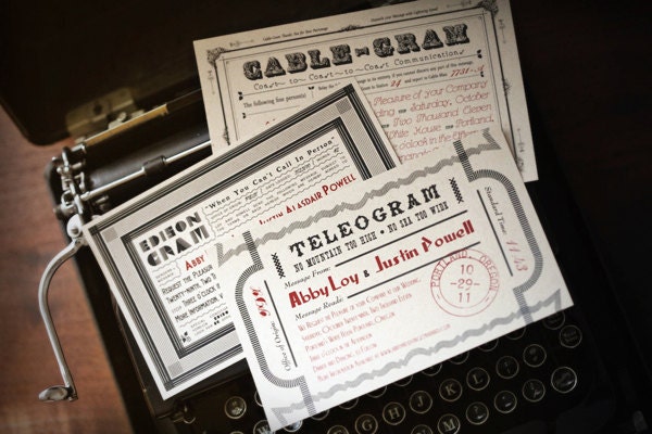 Telegram Wedding Invitation Sample - Vintage / Retro / Steampunk