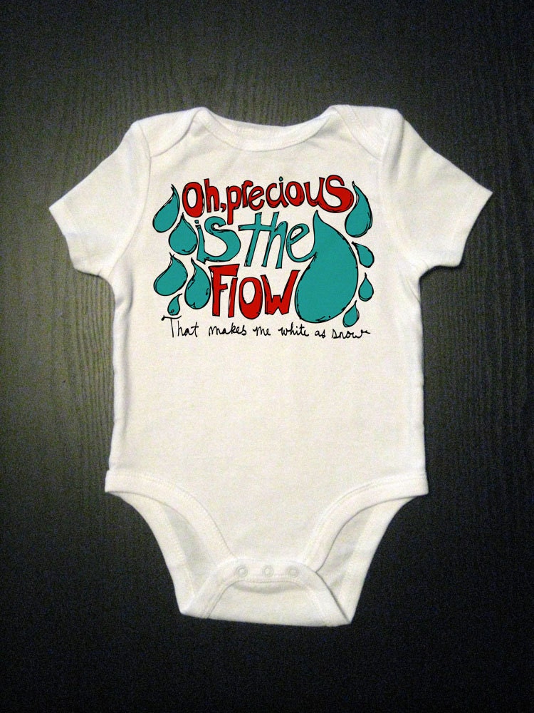 Oh Precious Is the Flow - Baby Onesie - One Piece Christian Baby Bodysuit - Children's Clothing - Baby and Toddler and Kid's Clothing