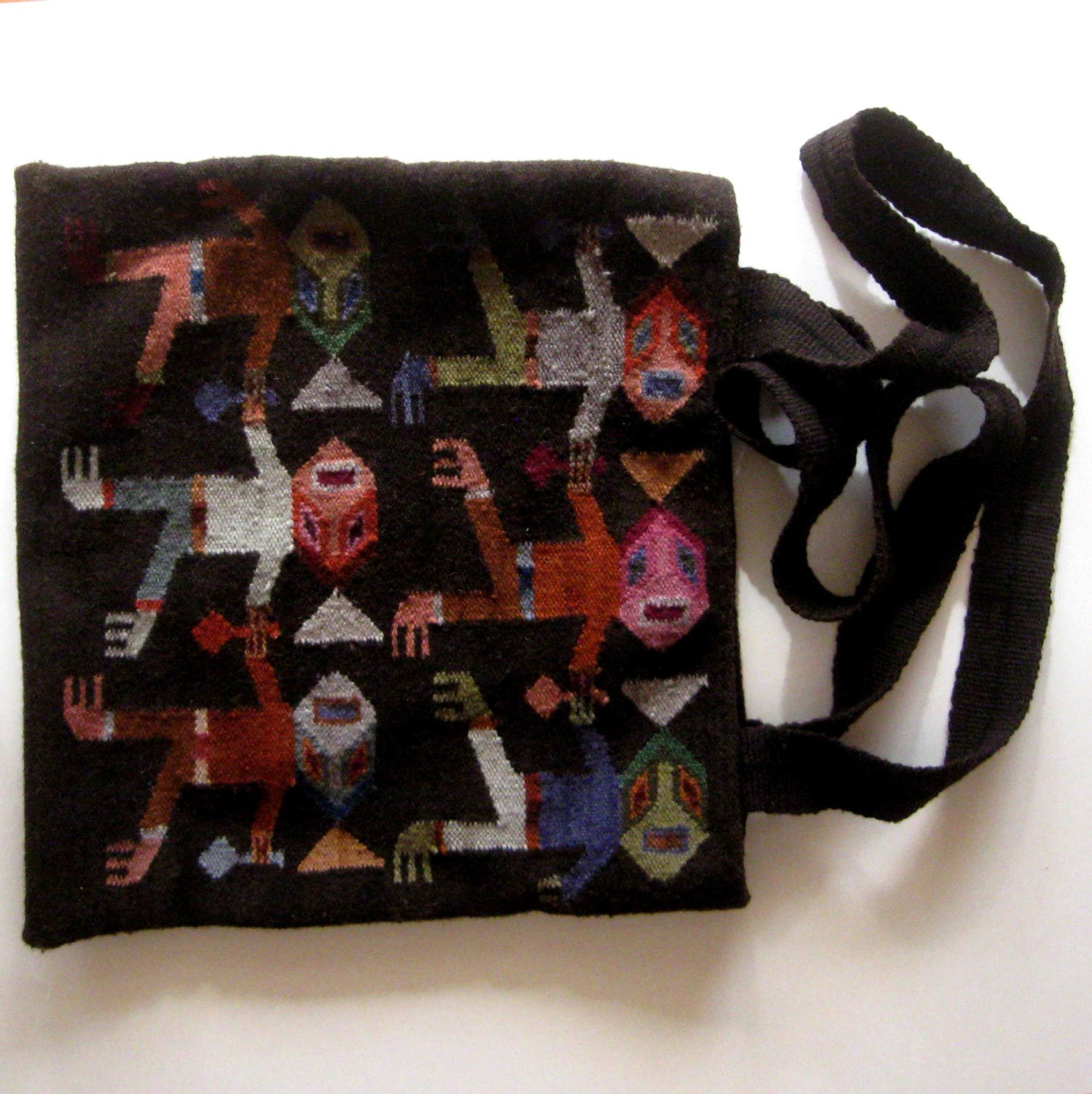 Vintage Shoulder Bag Peruvian Woven Hand Bag 100% Wool Peru