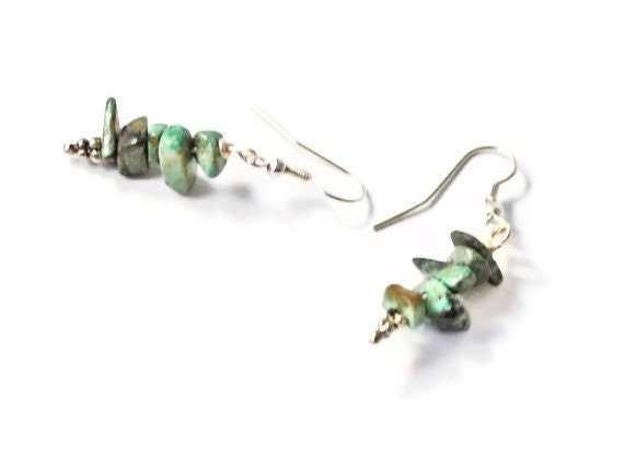 African Turquoise Beaded Earrings, Beaded Jewelry, Handcrafted Jewelry, Semi Precious Stone Jewelry