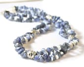 Sodalite and Silver Beaded Necklace, Beaded Jewelry, Semi Precious Stone Necklace, Handcrafted Necklace
