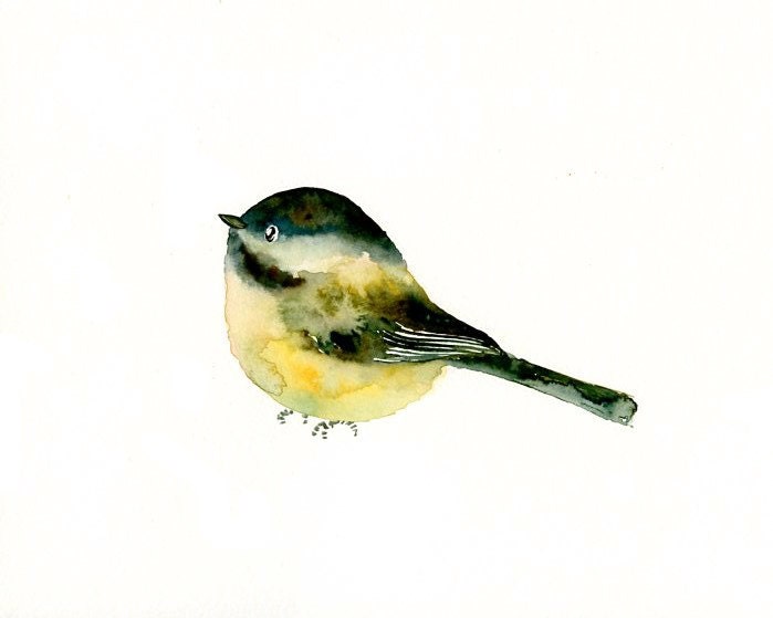 CHICKADEE Original watercolor painting 10X8inch