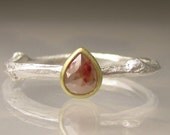 Rose Cut Diamond Twig Ring - 18k Gold and Sterling Silver - Engagement Ring