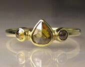 Rose Cut Diamond Engagement Ring - 18k and 14k Yellow Gold