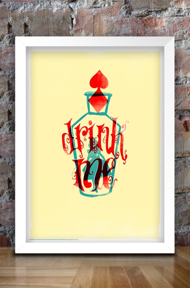 Drink Me Retro Alice In Wonderland A3 Print