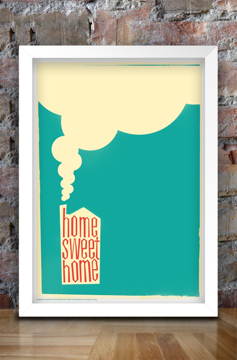 Home Sweet Home Retro Style Print A3