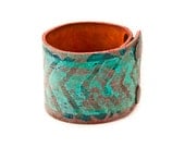 Leather Cuff / Arrow Head - Native - Tribal - Geometric - Chevron - Women's Jewelry - OOAK - DISCOUNT