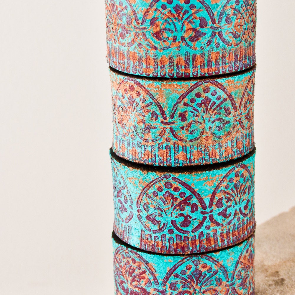 Turquoise Jewelry / Leather Cuffs - Bracelets - Wristbands - Boho Accessories - Hippie Fashion - SALE