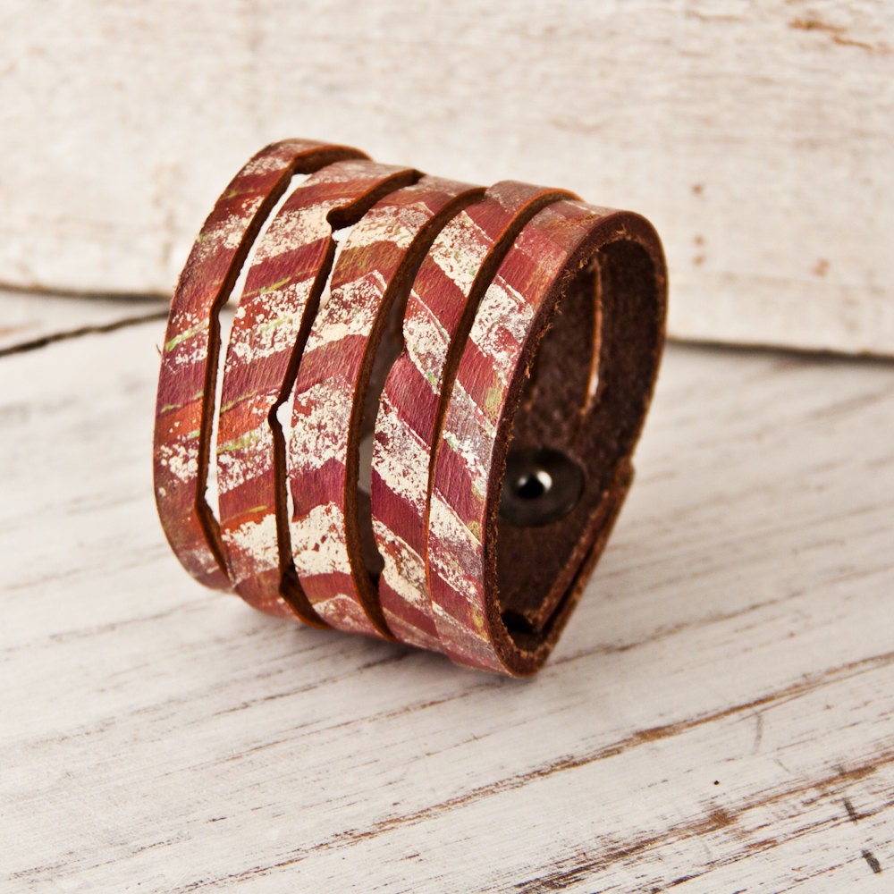 Leather Cuff Bracelets for Women - OOAK - Festival
