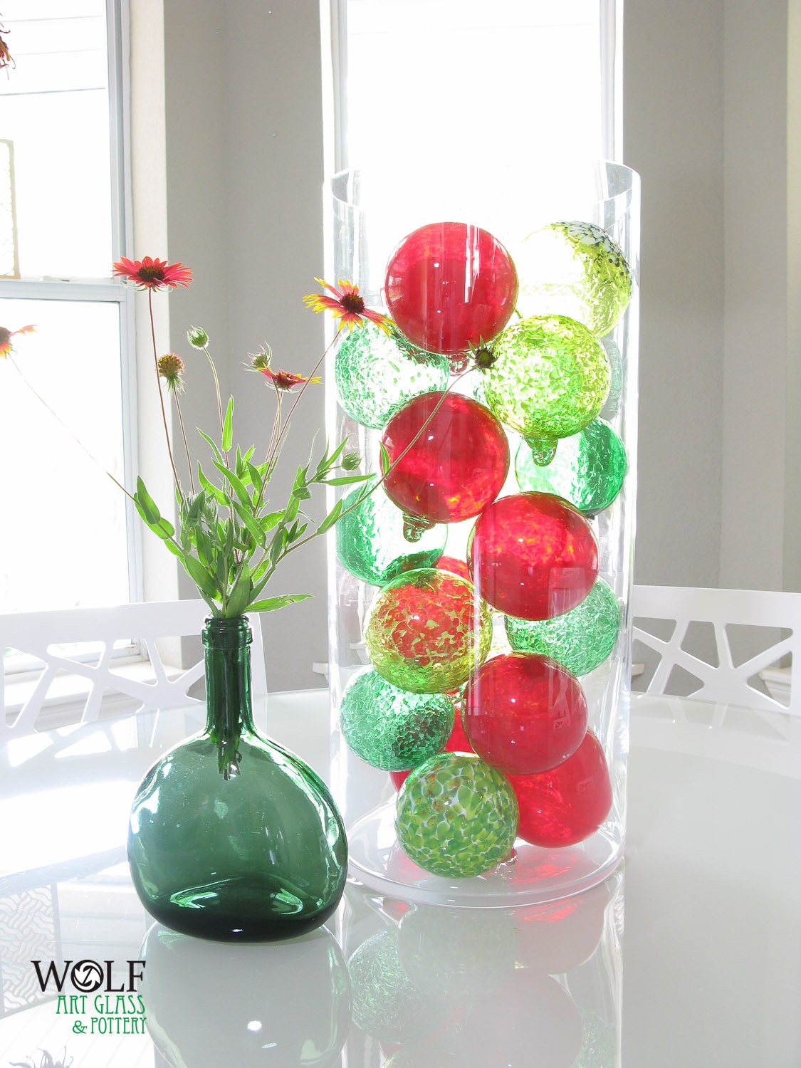 Blown Glass Ornament Suncatcher Christmas Tree by wolfartglass