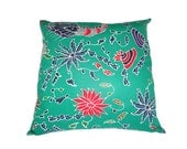 Indonesian Batik, 18" x 18", Pillow Cover, Emerald