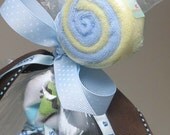 Boy Stork Bundle(TM) & Washcloth Lollipop - Baby Blanket and Diapering Gift Set