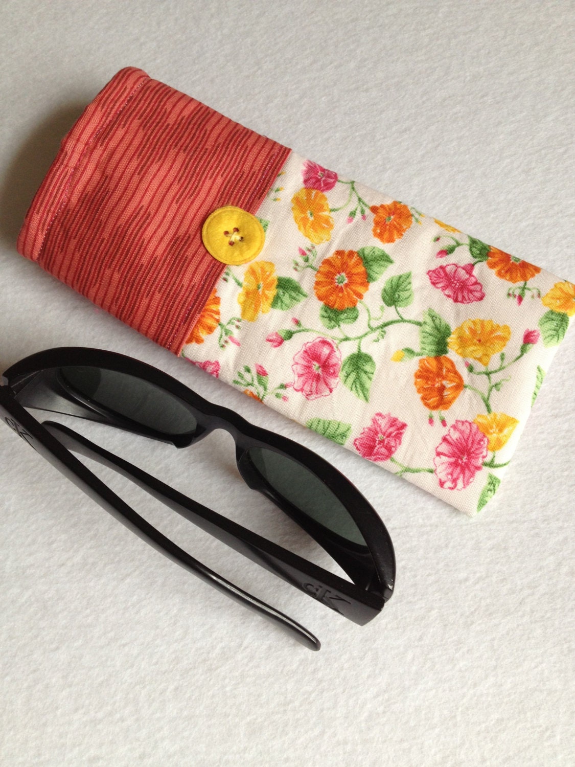 Sunglasses Case, large size glasses sleeve, spring flowers, eyeglass cozy, soft case, gift for women