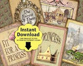 Princess Tags / Hang Tags / ACEO ATC - Instant Download and Print Digital Sheet