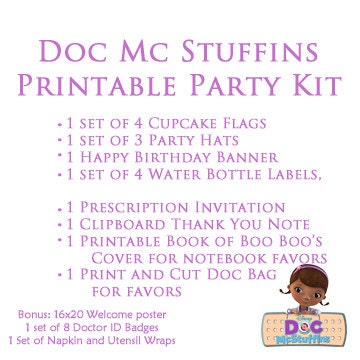 Doc Mc Stuffins Birthday Party Printable Kit