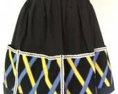 APRON Kitchen Pinafore Cook Chef Skirt Cover Vintage but NEW Cotton Black Print NWT
