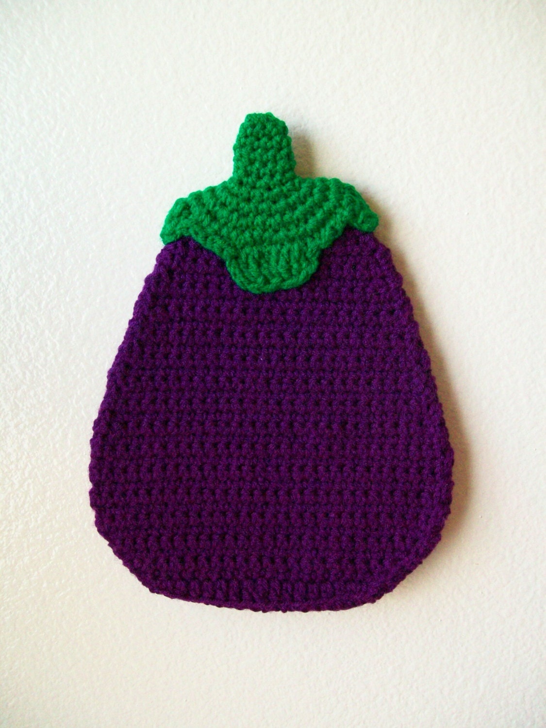 Crochet Egg Plant Eggplant Pot Holder Vegetable Hot Pad Potholder Handmade Kitchen Housewares Decor