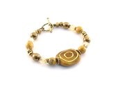 Gold Bullseye Bracelet Kazuri Antique Gold Beaded Bracelet