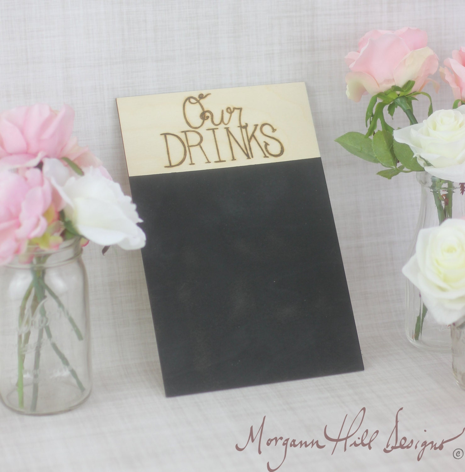 Wedding Drinks Chalkboard Sign Rustic Chic Country Wedding Decor (Item Number 130058)