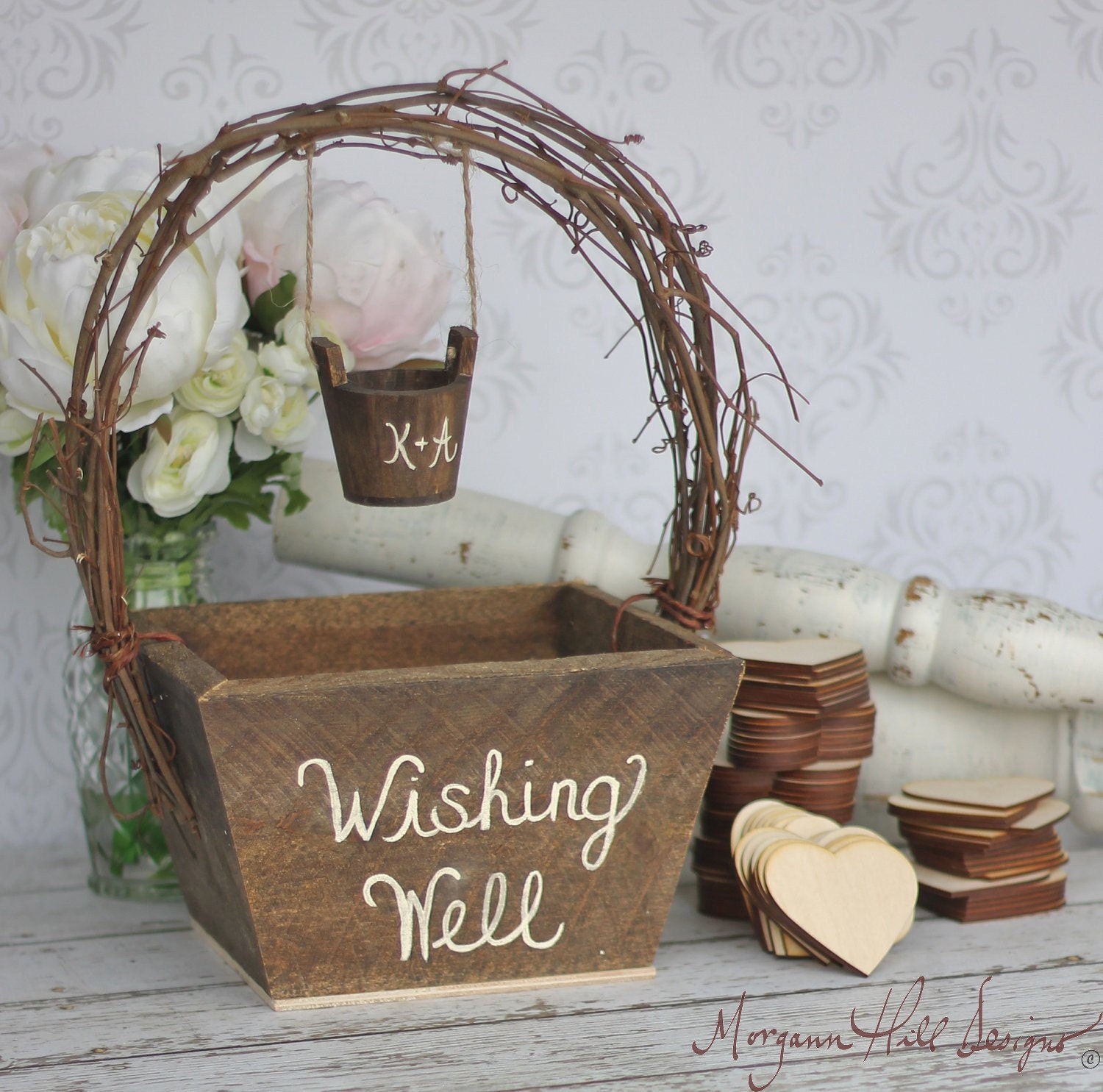 Wedding Guest Book Alternative Rustic Wedding Personalized Wishing Well (Item Number 140001)