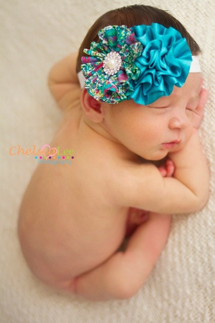 Baby headband - Infant headband - Flower headband - Little girl headband -  Baby girl headbad-Peacock headband - Photo prop
