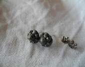 porcelain black green - earring posts  - Zeeuws knopje
