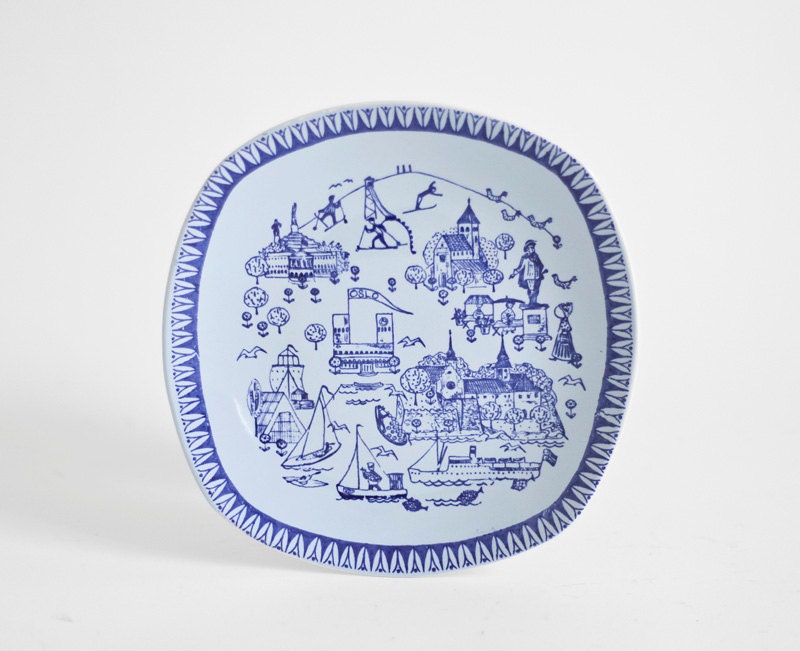 Vintage Oslo Plate - Mid Century, Modern, Retro, Kitchen, Norway