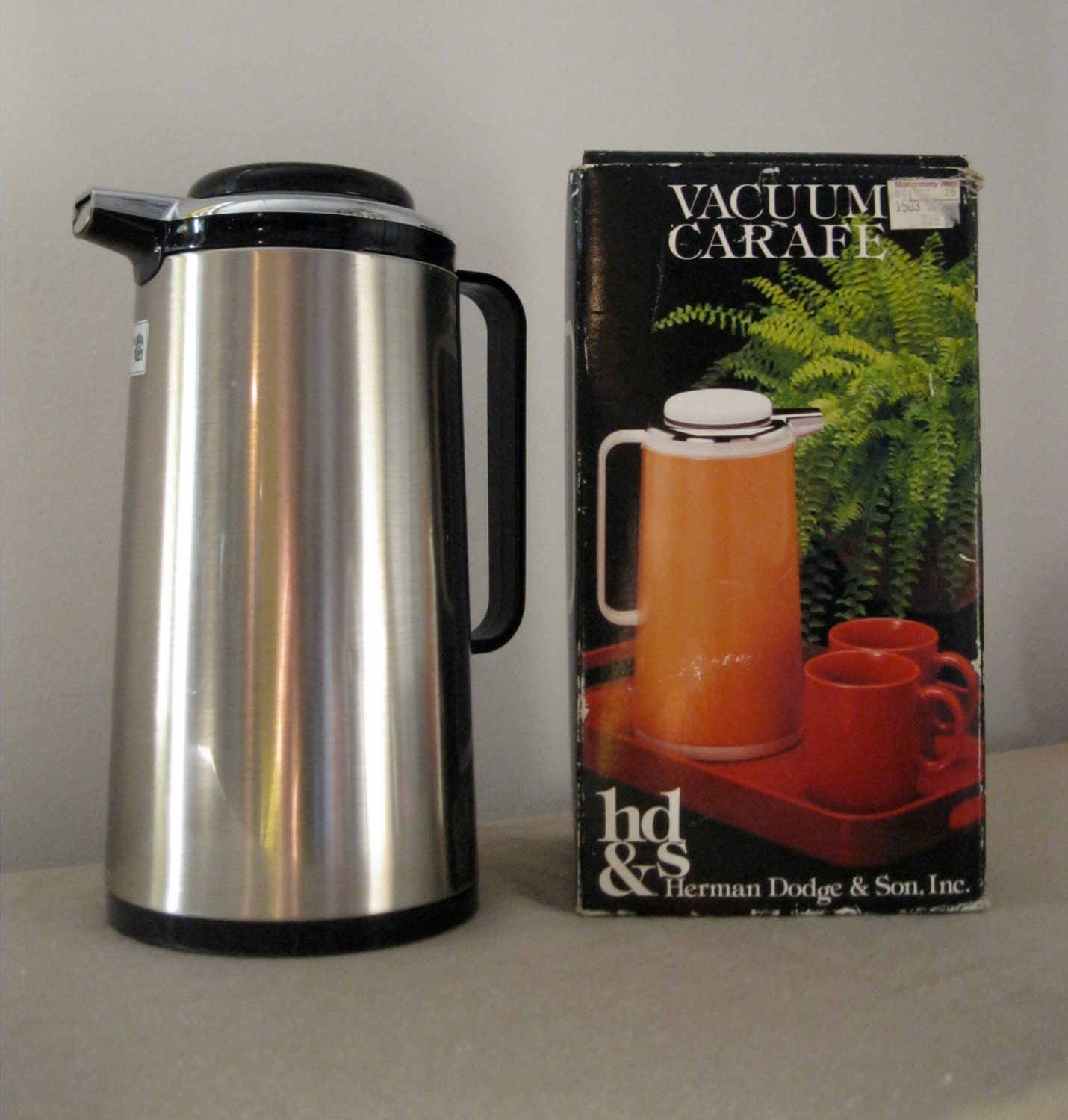 Vintage Vacuum Carafe - New in Box - Herman Dodge & Son, Inc. - Made in Japan - coffee tea orange juice kitchen pitcher