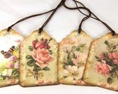 Vintage Look Roses and Butterflies Tags Set of 6  - T187
