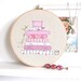 Embroidery Hoop Art - 'I love my bed' Textile Artwork in Pink - Large 10" hoop