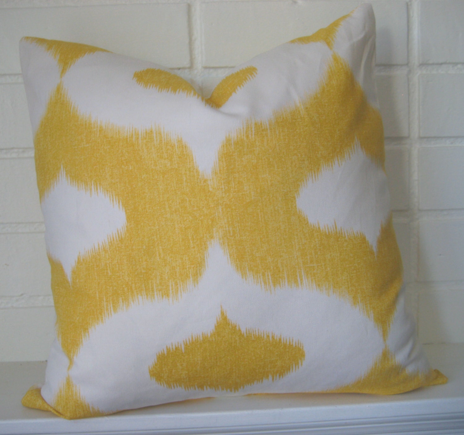 Yellow and white ikat pillow cover accent pillow throw pillow 20 inch