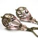 Victorian Style Dusty Rose Czech Glass Antiqued Brass Dangle Earrings, Womens Accessories, Teardrop Earrings, Linen, Bridal, Prom