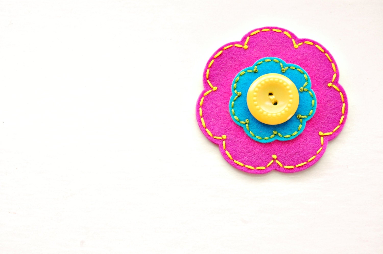 Embroidered Wool Hair Clip