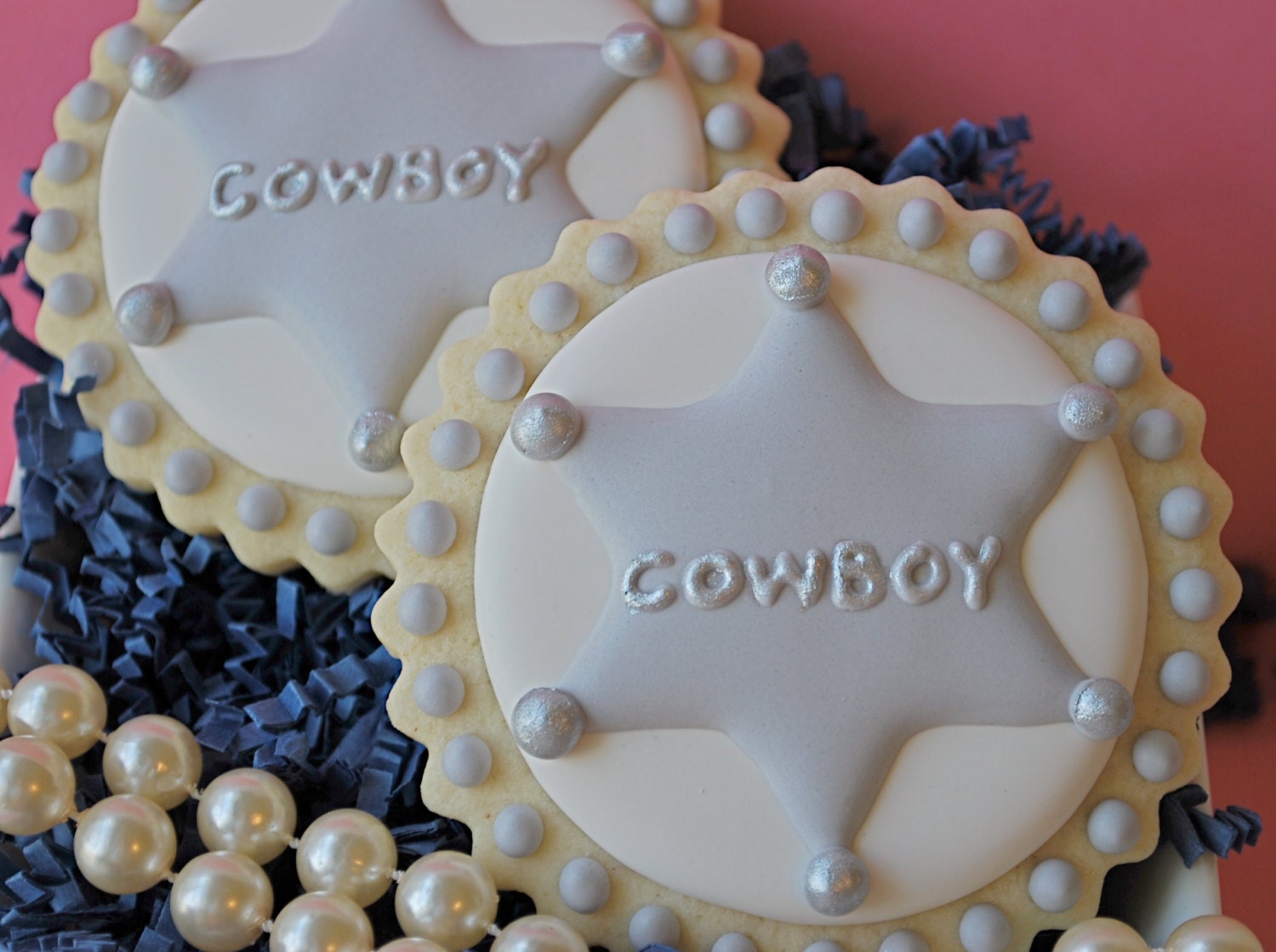 Western/Cowboy Badge Decorated Sugar Cookies (12)