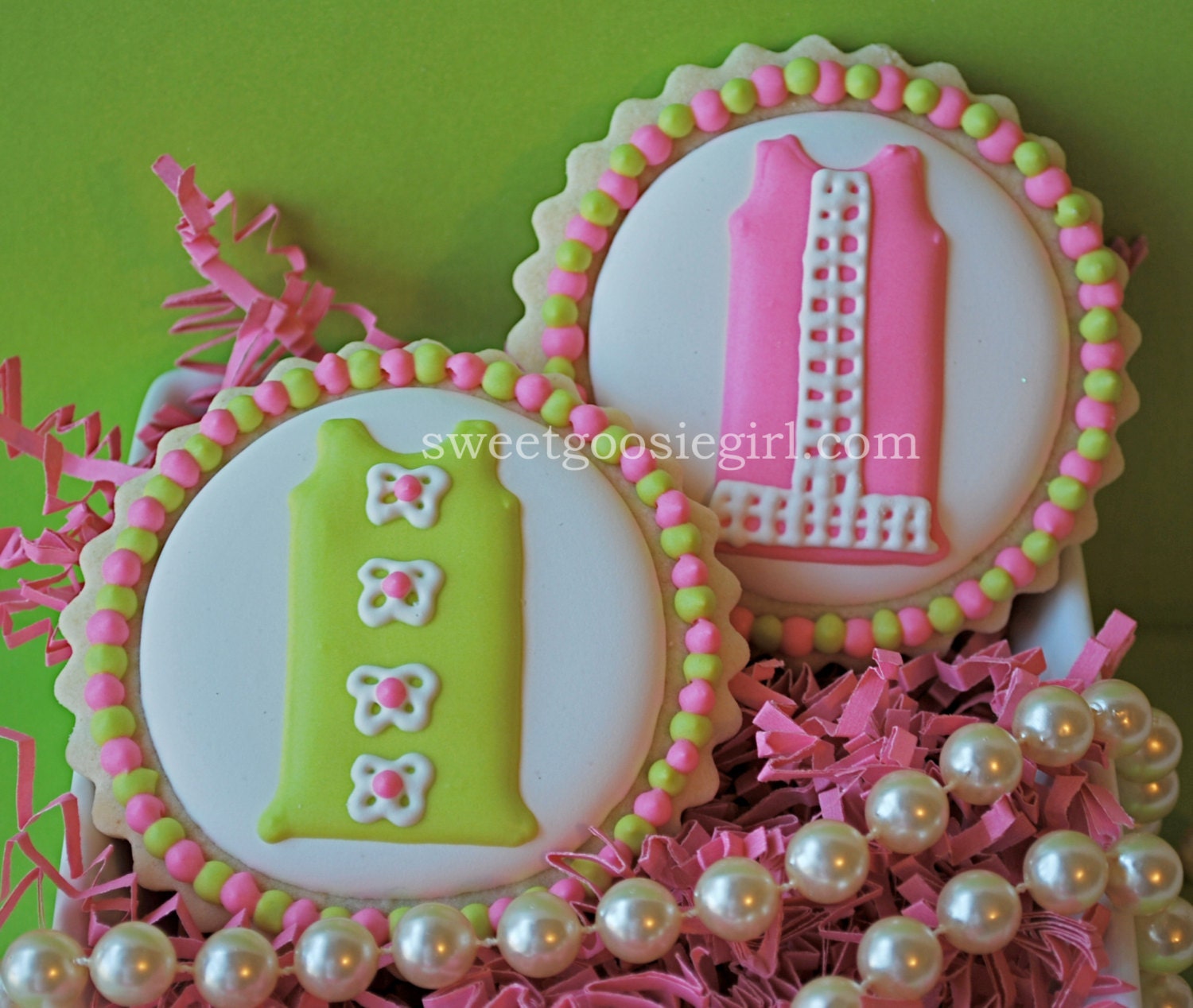 Preppy Lilly Pulitzer Inspired Shift Dress Decorated Sugar Cookies (12)