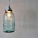 AQUA ATLAS Strong Shoulder Mason Jar Light - Hanging Pendant Lighting Fixture made with an Antique Half Gallon Mason Jar -  BootsNGus Lamps