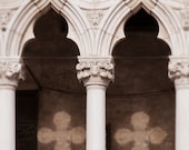 Venice Photography -  Architectural Travel Photograph, Shadows at the Doges Palace, Sepia Black and White Wall Decor