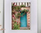 SALE - French Country Matted Photograph, French Blue Door II, 5 x 7 Fine Art Photo in 8 x 10 Double Mat