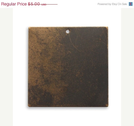 ON SALE 135 Vintaj 29mm Brass Altered Blank - Square (Set of 5)