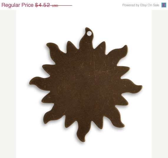 ON SALE 126 Vintaj Brass 33mm Dancing Sun Blank (Set of 4)