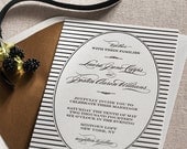 Letterpress Wedding Invitation Set - custom set - Stripes