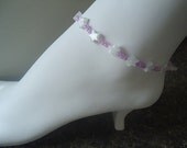 Beaded ankle bracelet beachy stretch lilac seed beads white howlite stars anklet  tropical island summer jewelry summer jewelry