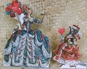 Digital 3D Valentine, Birthday, Get Well, Any Occasion Greeting Card Download -  Marie Antoinette Balloon Lady And Bird Queen CS40V