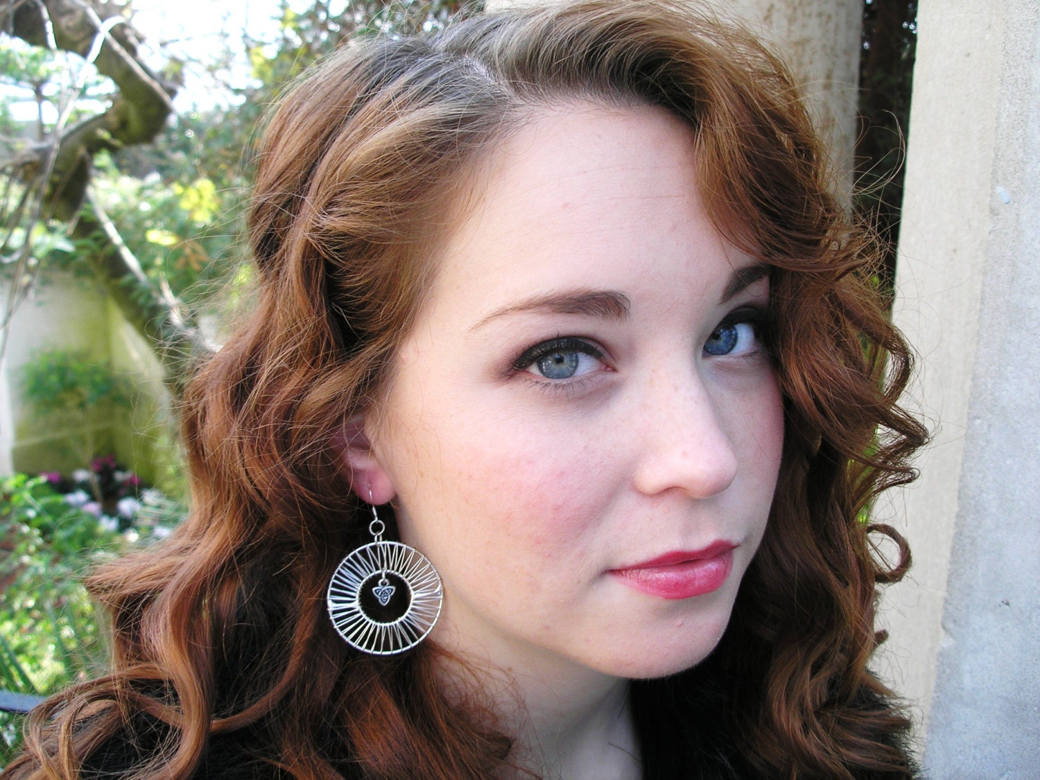 SILVER  IRISH-Celtic Knot/Triquetra  Wired Hoop Dangle Earrings