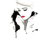 Print from original watercolor and mixed media fashion illustration by Jessica Durrant titled, Don't Forget Me