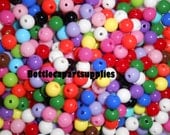 50 Pcs 8mm Acrylic Mixed  Shiny Bubblegum COLORS  Smooth Round Beads